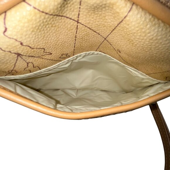Allan Edward Beige World Map Faux Leather With Small Pouch Wristlet Set - Picture 7 of 10